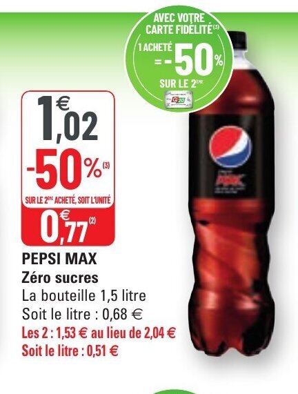 Promo Pepsi Max Zéro Sucres chez G20