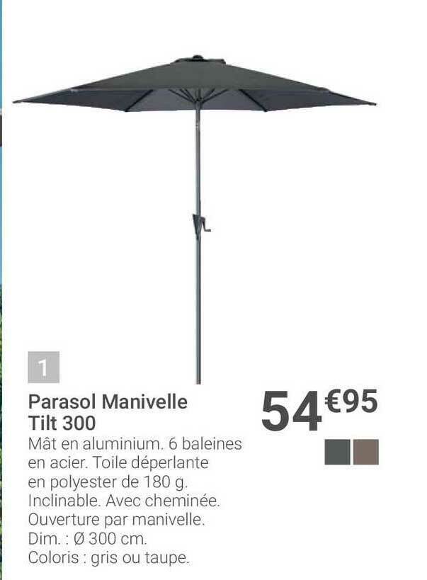 Promo Parasol Manivelle Tilt Chez Gamm Vert