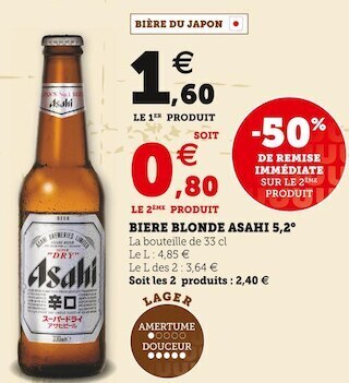 Promo Asahi Biere Blonde 5 2 Chez Super U