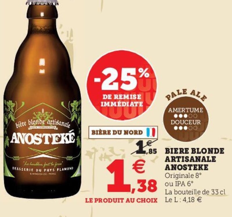 Promo Biere Blonde Artisanale Anosteke Chez Hyper U