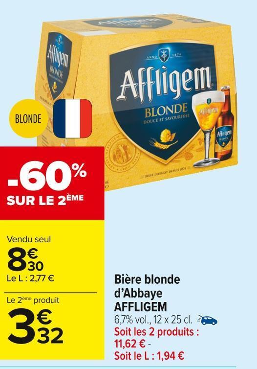 Promo Affligem Bi Re Blonde Dabbaye Chez Carrefour Market