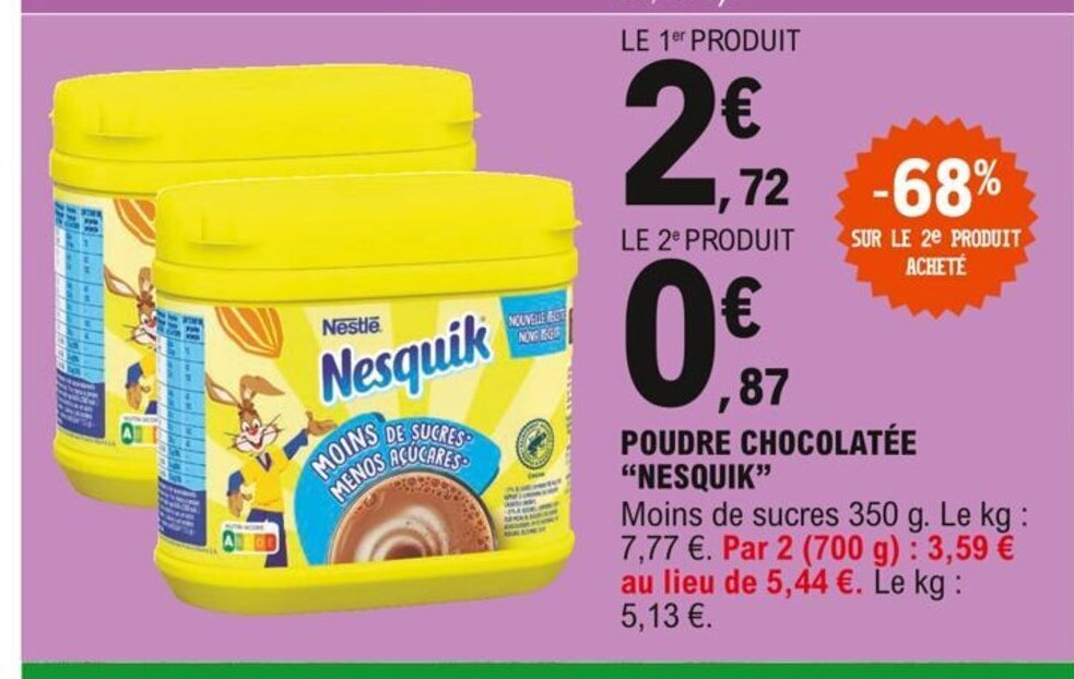 Promo Nesquik Poudre Chocolatée chez E Leclerc