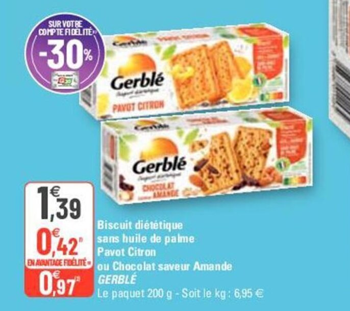 Promo Gerbl Biscuit Di T Tique Sans Huile De Palme Pavot Citron Ou