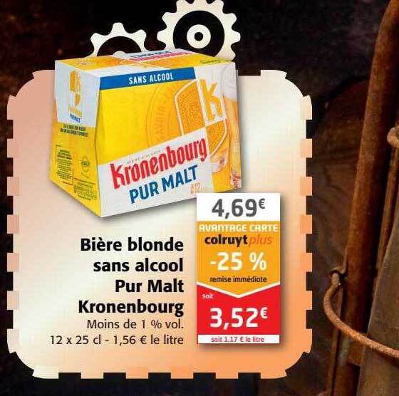 Promo Bi Re Blonde Sans Alcool Pur Malt Kronenbourg Chez Colruyt