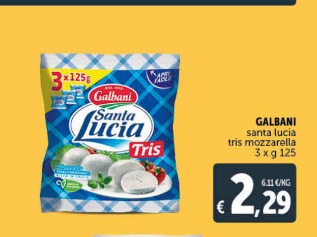 Offerta Galbani Santa Lucia Tris Mozzarella X G Nel Volantino Di