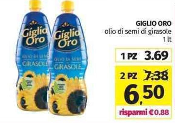 Giglio Oro Olio Di Semi Di Girasole 1 Lt Offerta Di Pam