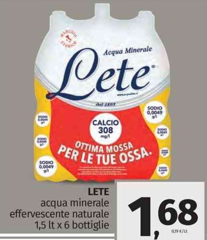 Lete Acqua Minerale Effervescente Naturale 1 5 Lt X 6 Bottiglie Offerta