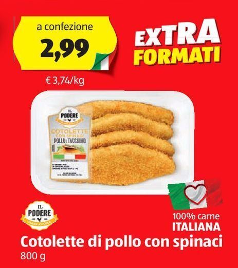 Cotolette Di Pollo Con Spinaci Il Podere Offerta Di Aldi