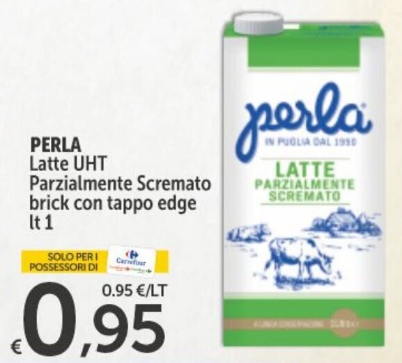 Offerta Perla Latte UHT Parzialmente Scremato Brick Con Tappo Edge 1 Lt