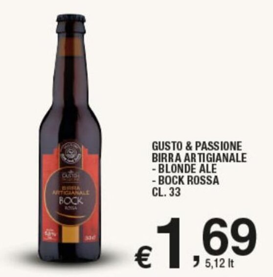 Offerta Gusto Passione Birra Artigianale Blonde Ale Block Rossa 33