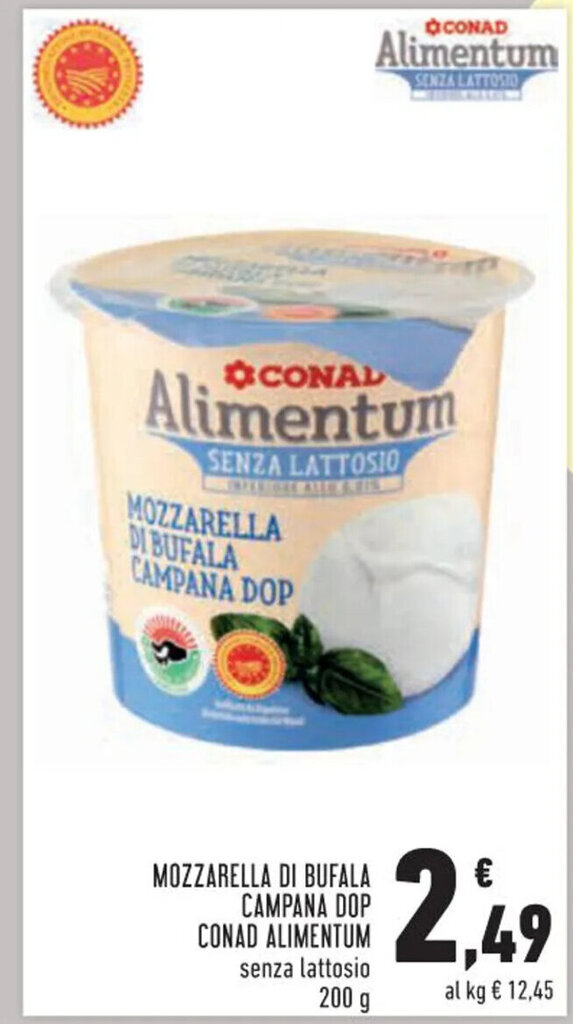 Mozzarella Di Bufala Campana Dop Conad Alimentum Senza Lattosio G