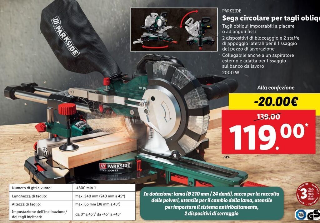 Sega Circolare Per Tagli Oblique Parkside Offerta Di Lidl