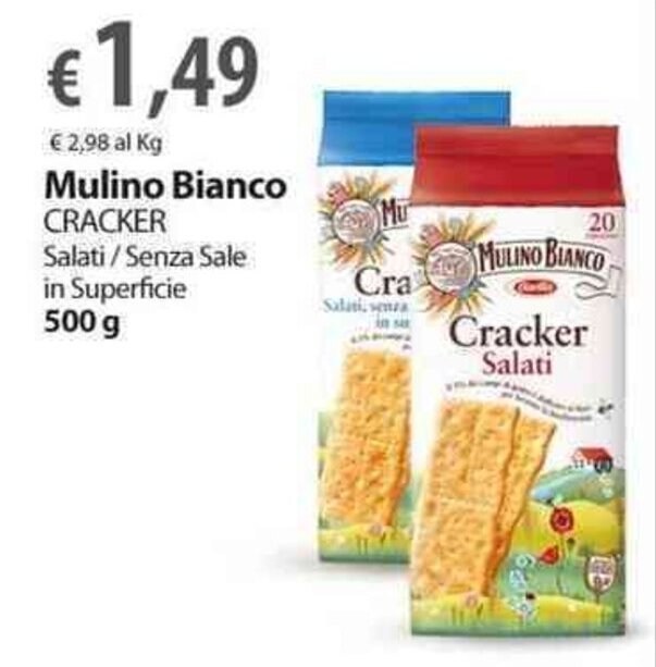 Mulino Bianco Cracker Salati Senza Sale In Superficie 500 G Offerta