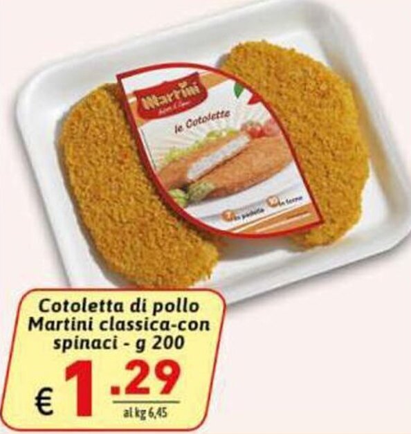 Martini Cotoletta Di Pollo Classica Con Spinaci G Offerta Di