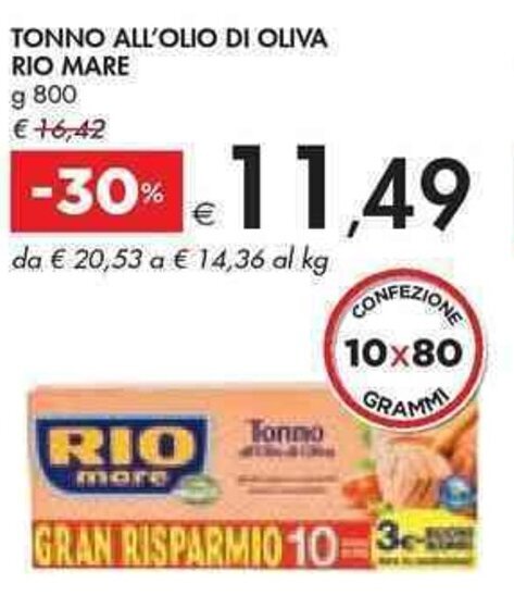 Rio Mare Tonno All Olio Di Oliva 800 G Offerta Di Bennet