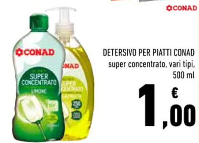 Conad Detersivo Per Piatti Super Concentrato Vari Tipi Ml Offerta