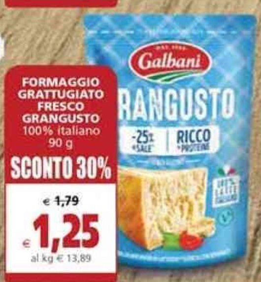 Galbani Grangusto Formaggio Grattugiato Fresco Italiano G