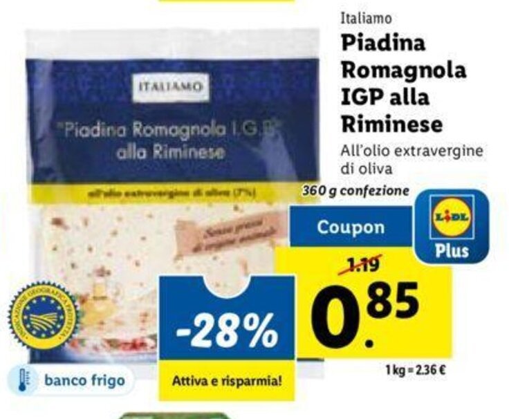 Italiamo Piadina Romagnola Igp Alla Riminese All Olio Extravergine Di