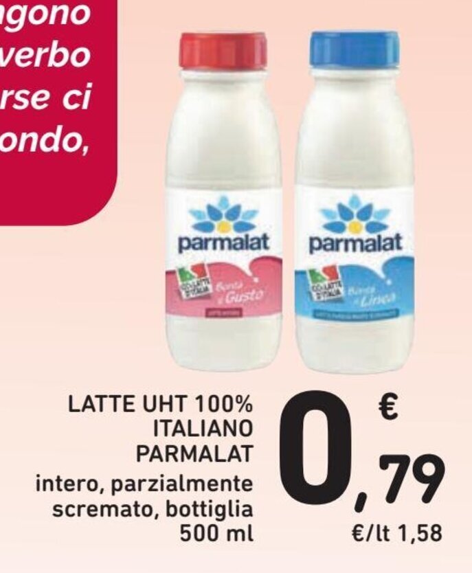 Parmalat Latte UHT 100 Italiano Intero Parzialmente Scremato