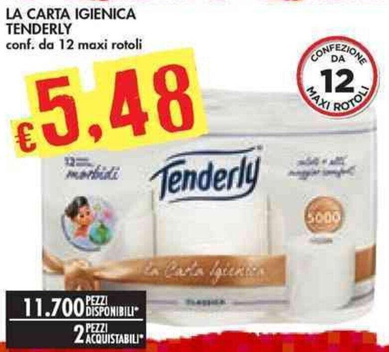 LA CARTA IGIENICA TENDERLY Conf Da 12 Maxi Rotoli Offerta Di Bennet