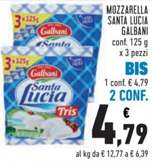 GALBANI MOZZARELLA SANTA LUCIA Conf 125 G X 3 Pezzi Offerta Di Conad