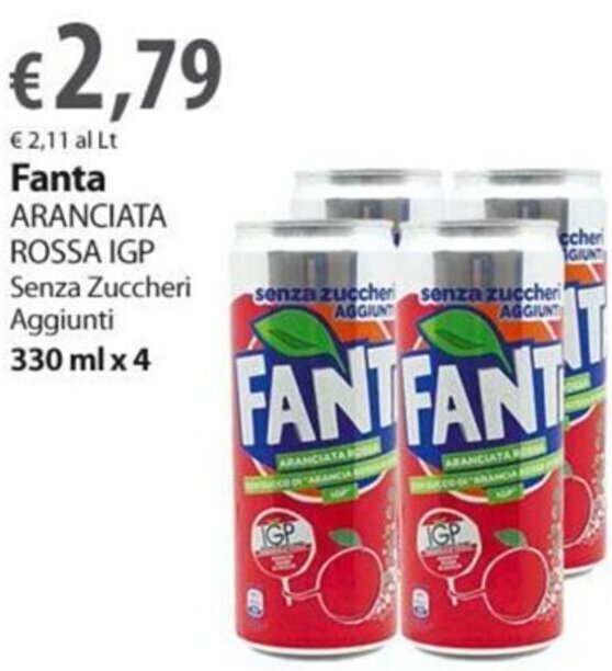 Fanta Aranciata Rossa Igp Senza Zuccheri Aggiunti Ml X Offerta Di