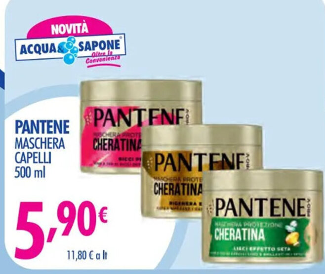 PANTENE MASCHERA CHERATINA CAPELLI 500 Ml Offerta Di Acqua Sapone