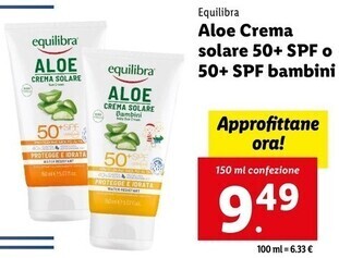 Equilibra Aloe Crema Solare 50 Spf O 50 Spf Bambini Offerta Di Lidl