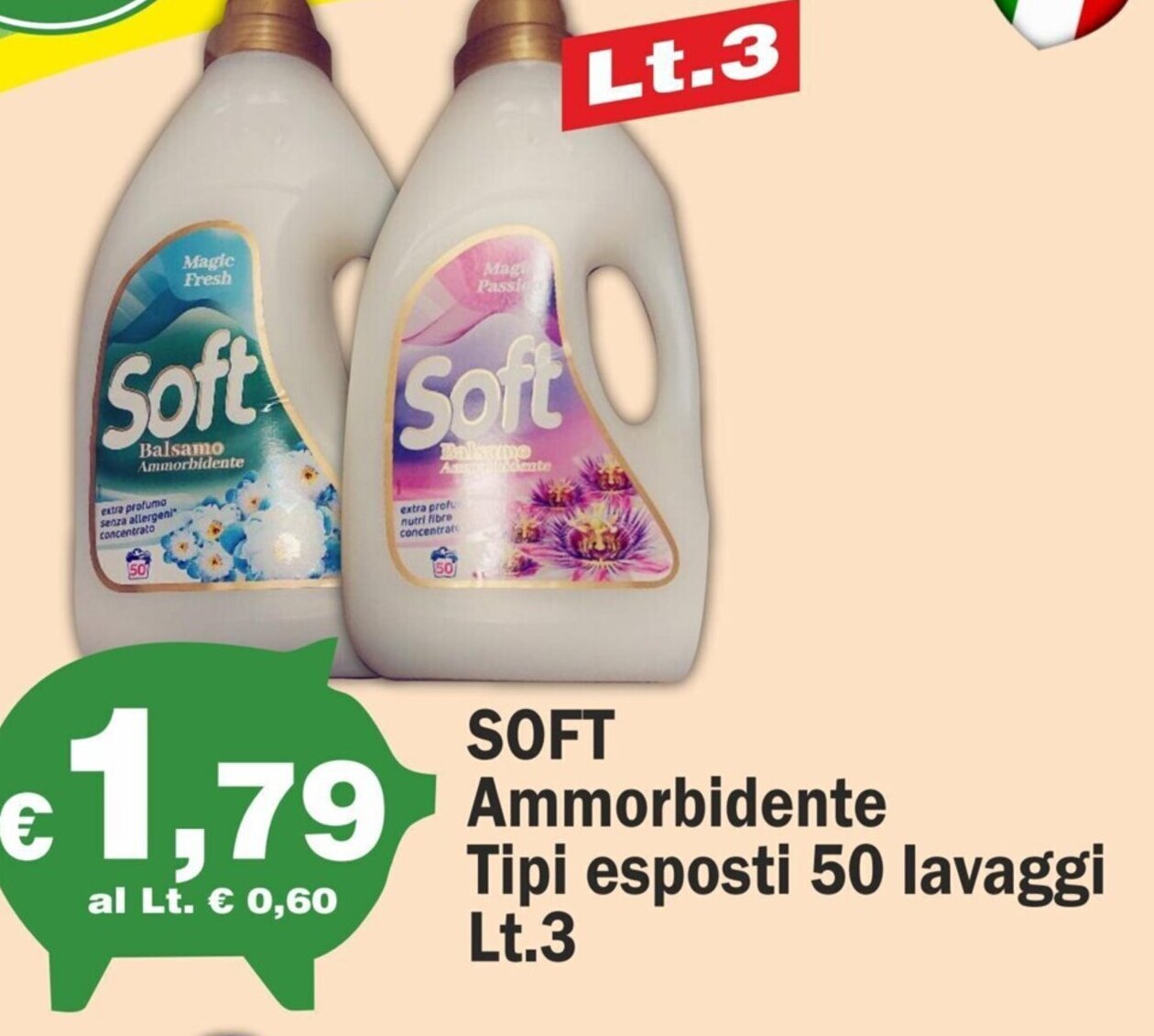 SOFT Ammorbidente Tipi Esposti 50 Lavaggi Lt 3 Offerta Di Primo Prezzo