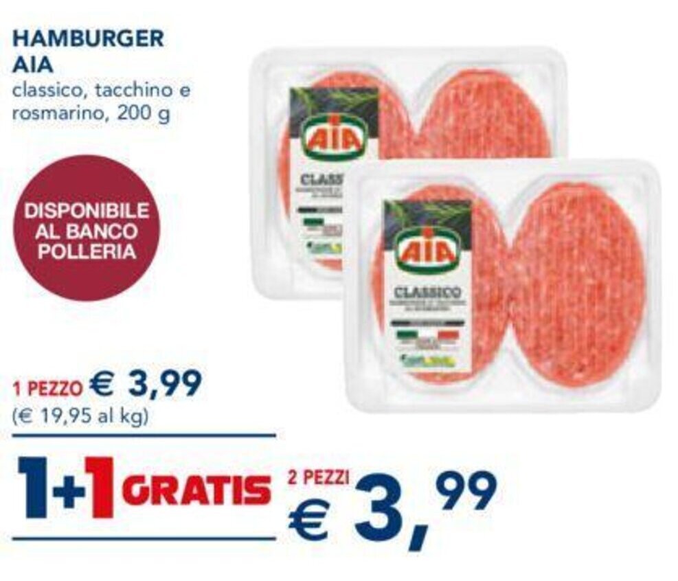 Hamburger Aia Classico Tacchino E Rosmarino G Pezzi Offerta Di