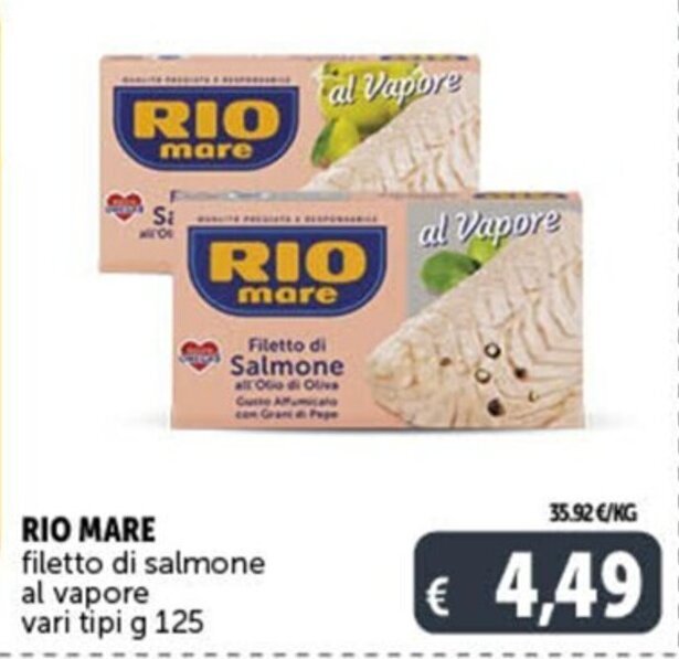 RIO MARE Filetto Di Salmone Al Vapore Vari Tipi G 125 Offerta Di