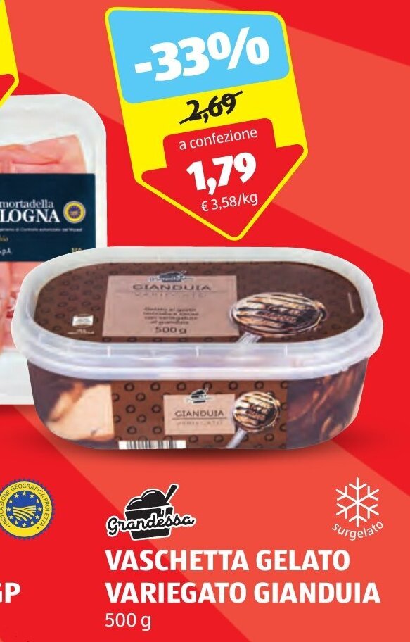 Grandessa VASCHETTA GELATO VARIEGATO GIANDUIA 500 G Offerta Di ALDI