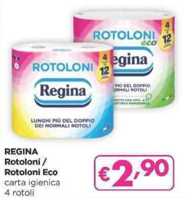 REGINA Rotoloni Rotoloni Eco Carta Igienica 4 Rotoli Offerta Di Acqua