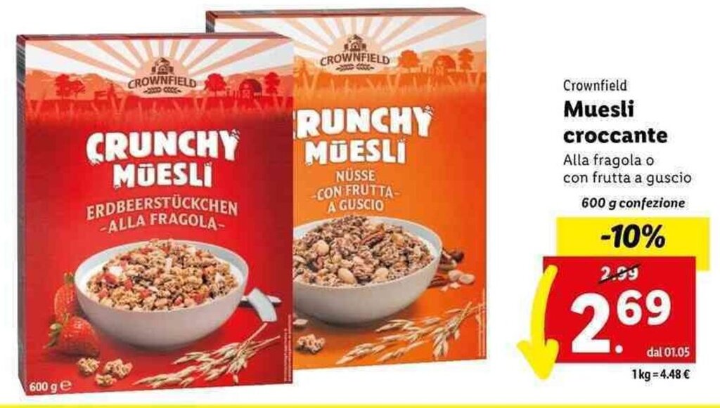 Crownfield Muesli Croccante 600 G Confezione Offerta Di Lidl