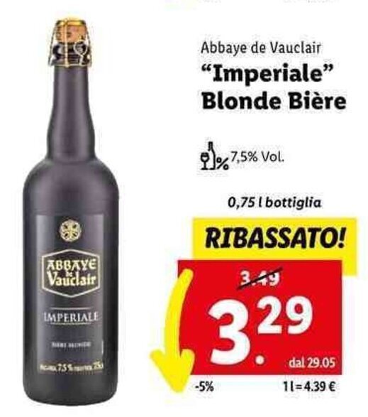 Offerta Abbaye de Vauclair Imperiale Blonde Bière 0 75 l bottiglia