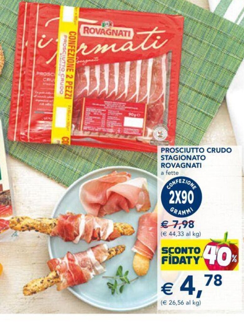 Offerta PROSCIUTTO CRUDO STAGIONATO ROVAGNATI A Fette Nel Volantino Di