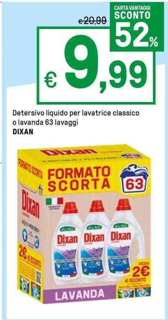 Detersivo Liquido Per Lavatrice Classico O Lavanda Lavaggi Dixan