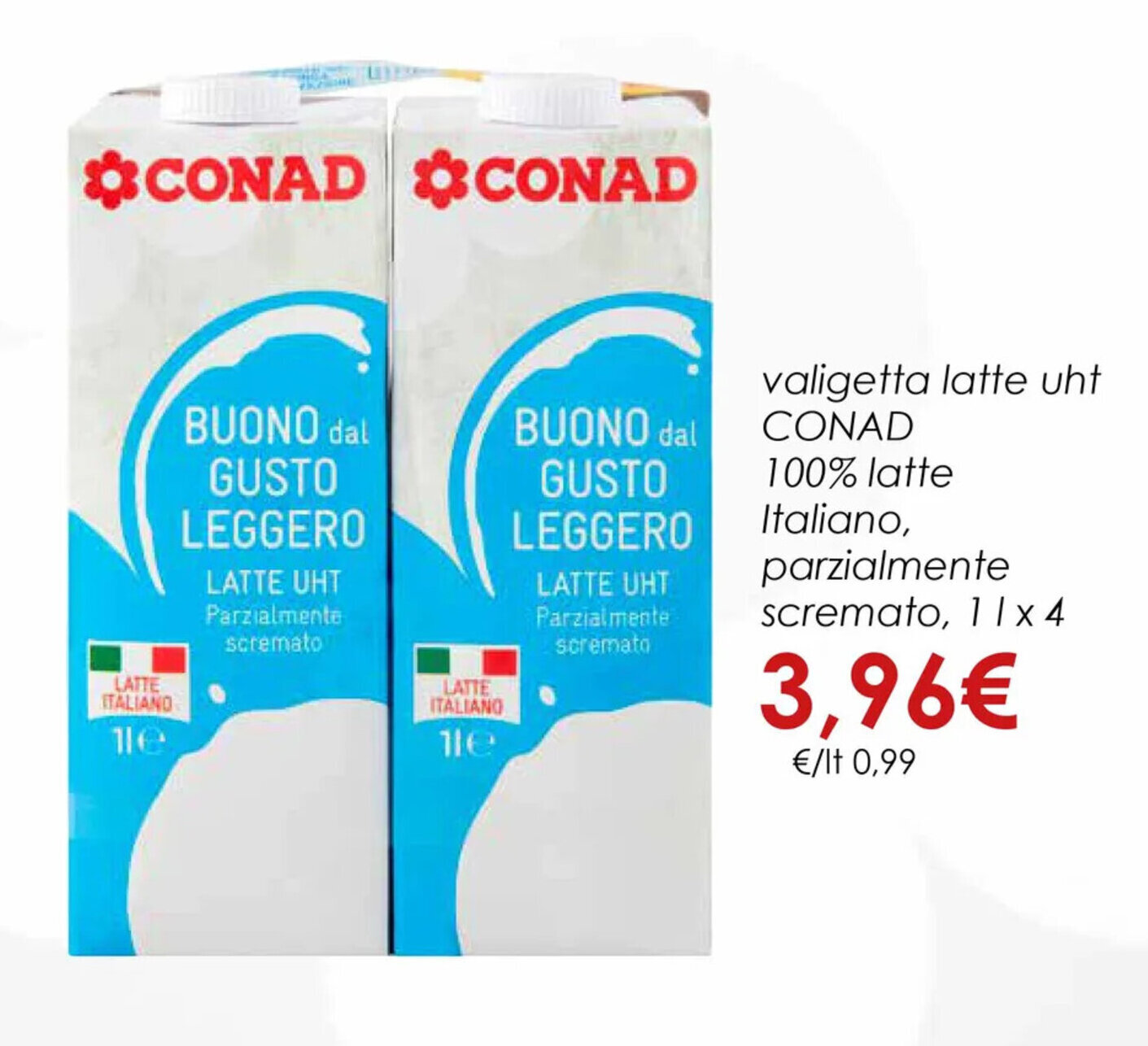 Valigetta Latte Uht CONAD 100 Latte Italiano Parzialmente Scremato 1