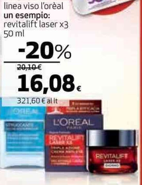 linea viso l oréal un esempio revitalift laser x3 50 ml offerta di Coop