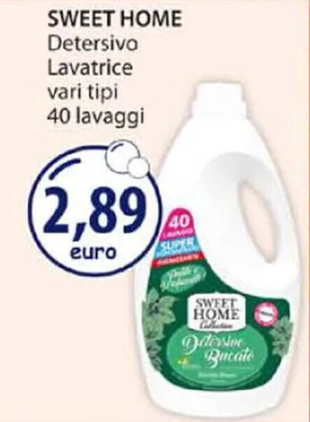 SWEET HOME Detersivo Lavatrice Vari Tipi 40 Lavaggi Offerta Di Acqua