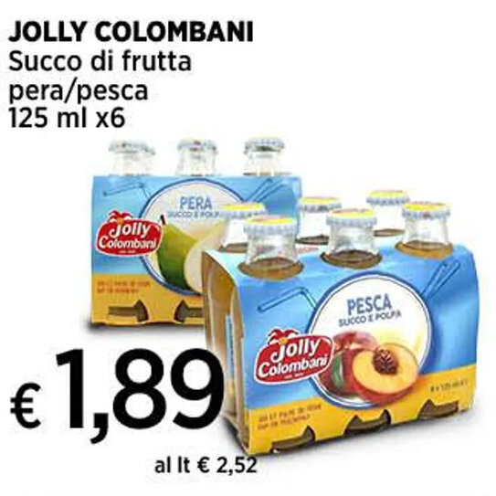 Offerta Jolly Colombani Succo Di Frutta Pera Pesca Ml X Nel