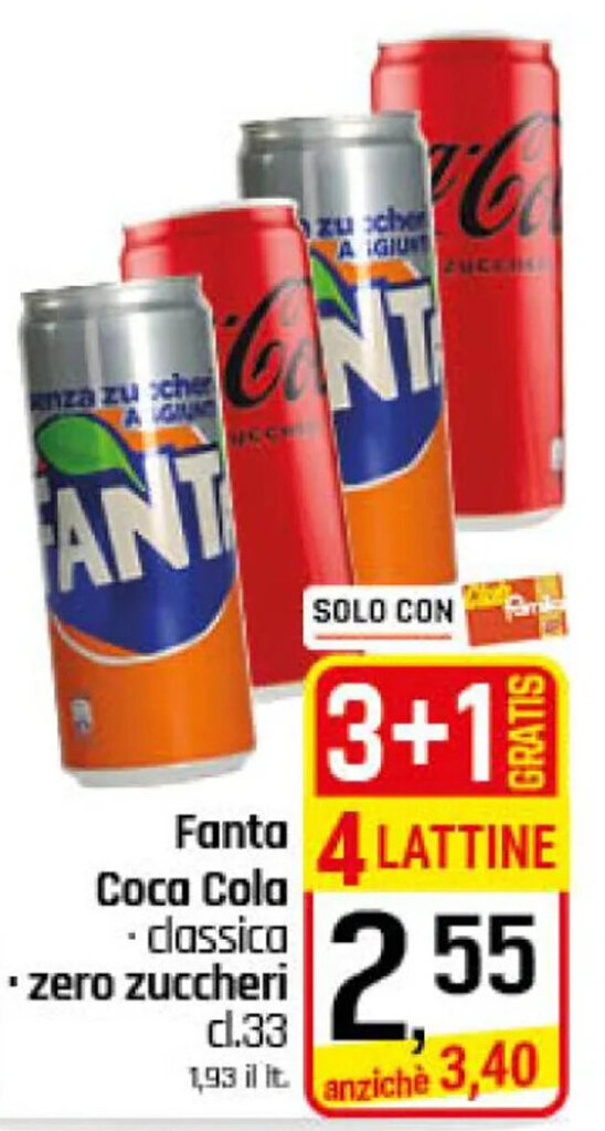 Fanta Coca Cola Classica Zero Zuccheri Cl 33 Offerta Di Famila