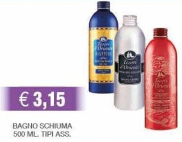 Offerta TESORI D ORIENTE BAGNO SCHIUMA 500 ML TIPI ASS Nel Volantino