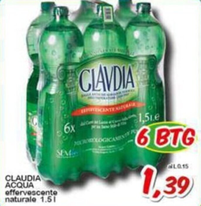 Offerta Claudia Acqua Effervescente Naturale L Nel Volantino Di Sacoph