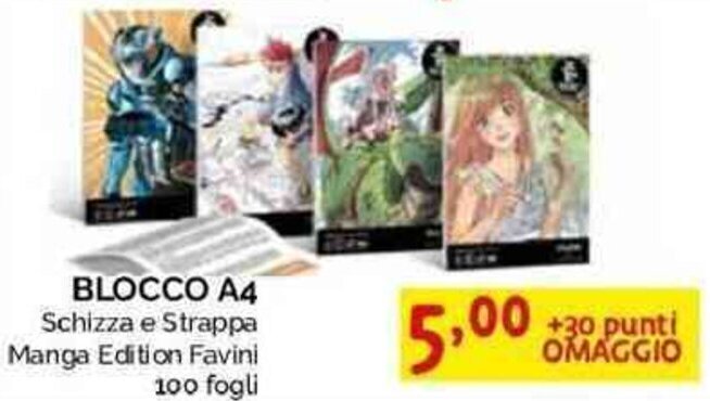 BLOCCO A4 Schizza E Strappa Manga Edition Favini 100 Fogli Offerta Di