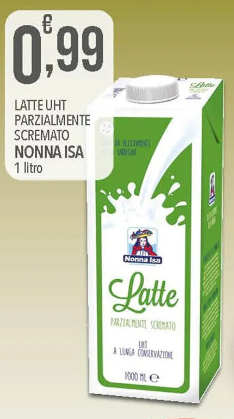 Offerta LATTE UHT PARZIALMENTE SCREMATO NONNA ISA 1 Litro Nel Volantino