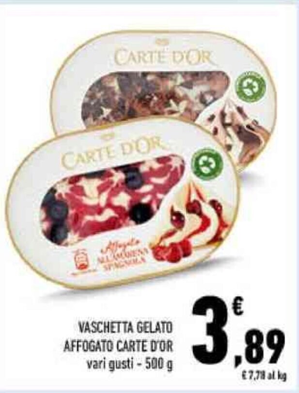 Offerta VASCHETTA GELATO AFFOGATO CARTE D OR Vari Gusti 500 G Nel