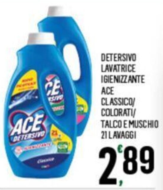 Detersivo Lavatrice Igienizzante Ace Classico Colorati Talco E