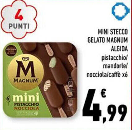 MINI STECCO GELATO MAGNUM ALGIDA pistacchio mandorle nocciola caffè