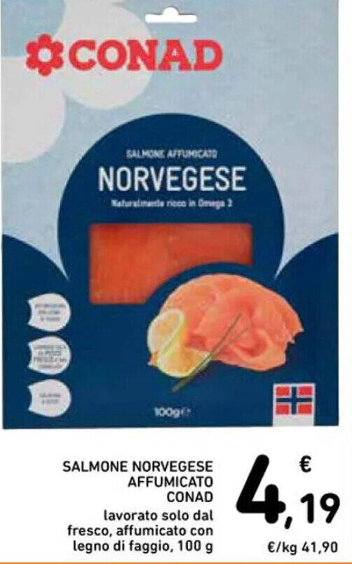 SALMONE NORVEGESE AFFUMICATO CONAD 100 G Offerta Di Spazio Conad